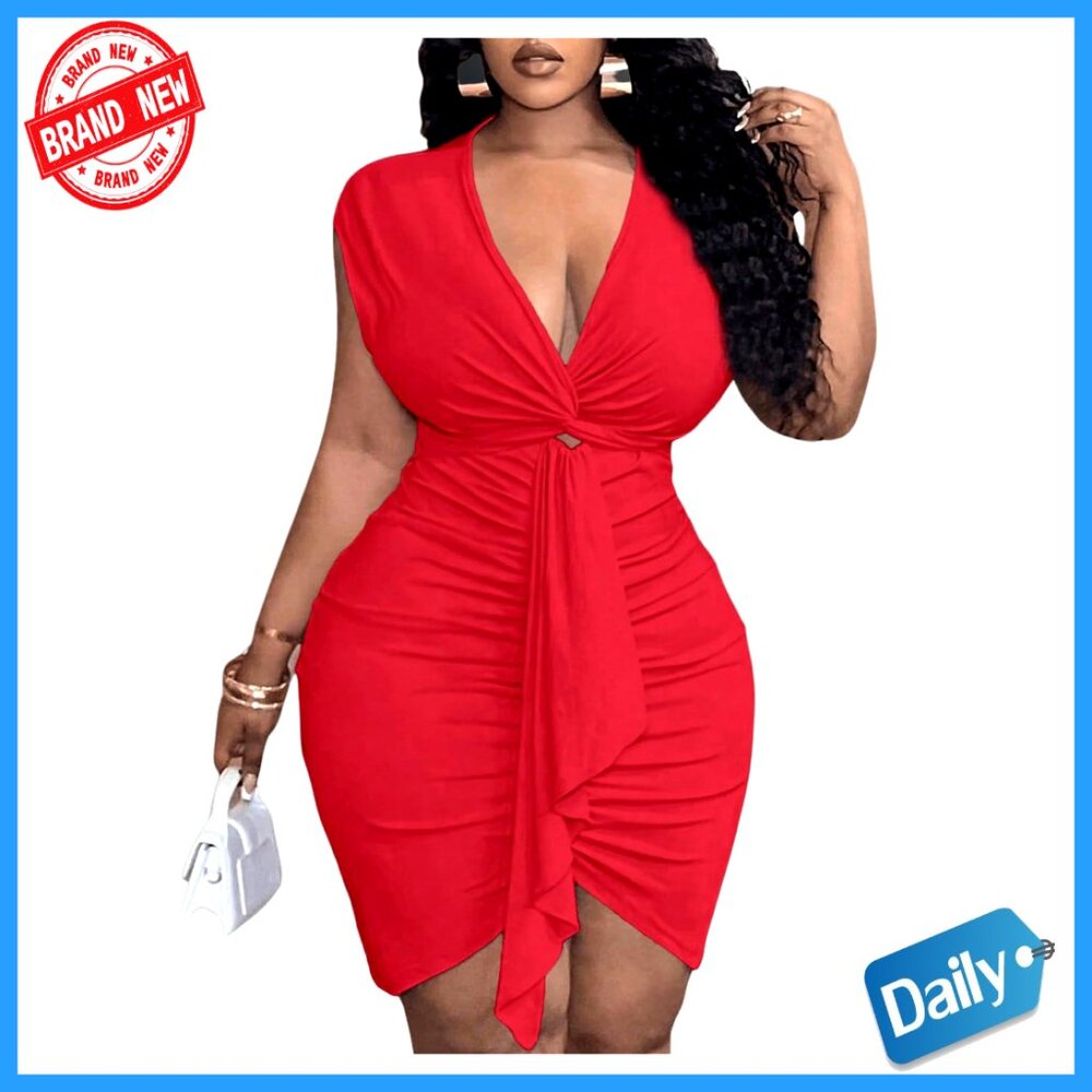Dolman Sleeve V Neck Ruched Bodycon Mini Dress Party Night Out Draped